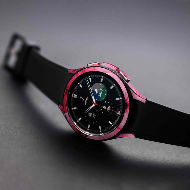 برچسب ماهوت طرح Pink-Flower مناسب برای ساعت هوشمند سامسونگ Watch4 Classic 46mm