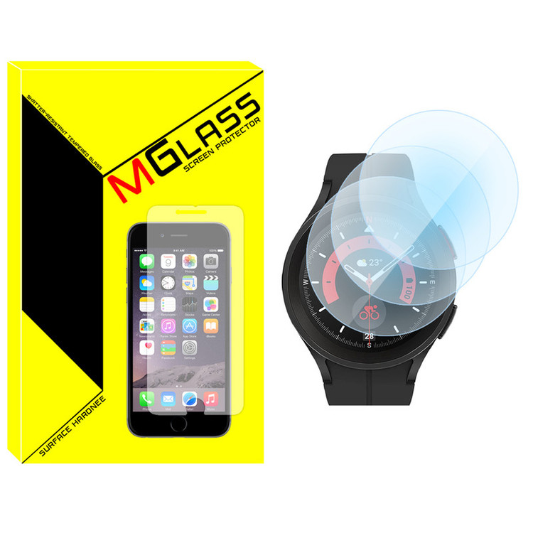 محافظ صفحه نمایش شیشهای ام گلس مدل SH-MG مناسب برای ساعت هوشمند سامسونگ Galaxy Watch 5 Pro بسته سه عددی