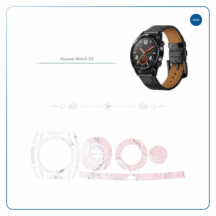 برچسب ماهوت طرح Blanco-Pink-Marble مناسب برای ساعت هوشمند هوآوی Watch GT