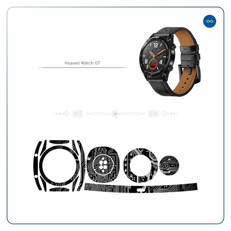 برچسب ماهوت طرح Black-Printed-Circuit-Board مناسب برای ساعت هوشمند هوآوی Watch GT