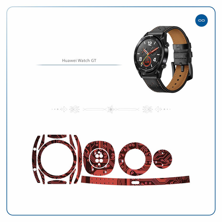برچسب ماهوت طرح Red-Printed-Circuit-Board مناسب برای ساعت هوشمند هوآوی Watch GT