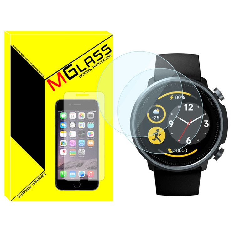 محافظ صفحه نمایش شیشهای امگلس مدل Glass-MG مناسب برای ساعت هوشمند میبرو A1 بسته دو عددی