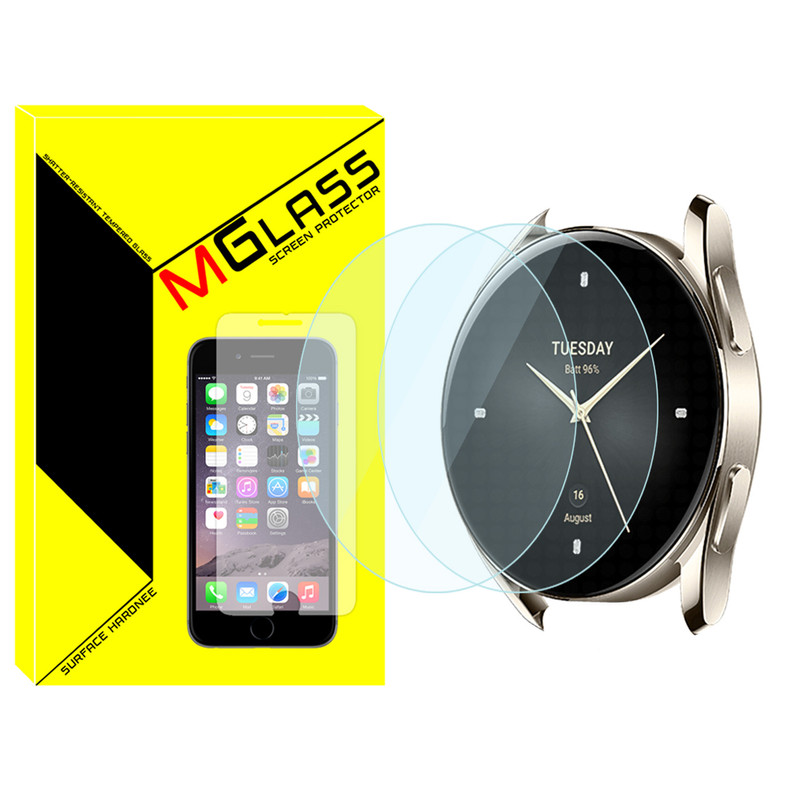 محافظ صفحه نمایش شیشه‌ای ام‌گلس مدل Glass-MG مناسب برای ساعت هوشمند شیائومی Watch S2 46mm بسته دو عددی
