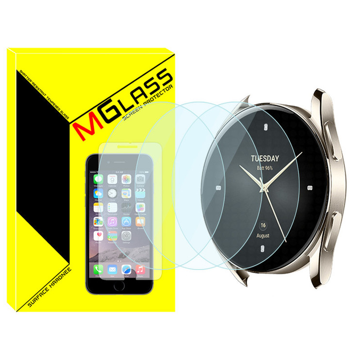 محافظ صفحه نمایش شیشهای امگلس مدل Glass-MG مناسب برای ساعت هوشمند شیائومی Watch S2 46mm بسته سه عددی