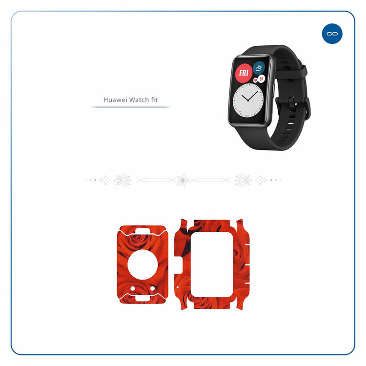 برچسب ماهوت طرح Red-Flower مناسب برای ساعت هوشمند هوآوی Watch Fit