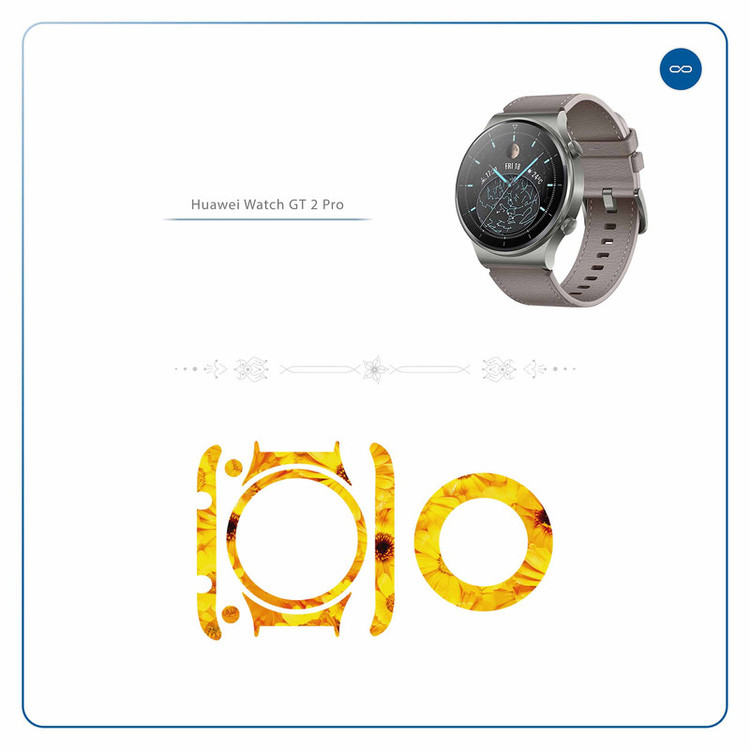 برچسب ماهوت طرح Yellow-Flower مناسب برای ساعت هوشمند هوآوی Watch GT 2 Pro