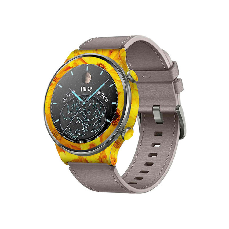 برچسب ماهوت طرح Yellow-Flower مناسب برای ساعت هوشمند هوآوی Watch GT 2 Pro