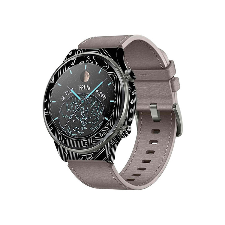 برچسب ماهوت طرح Black-Printed-Circuit-Board مناسب برای ساعت هوشمند هوآوی Watch GT 2 Pro