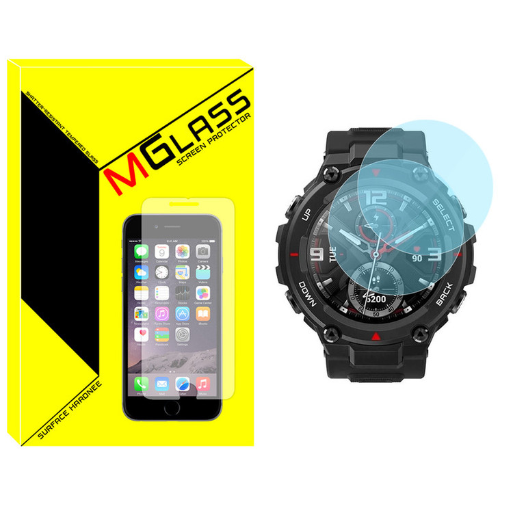 محافظ صفحه نمایش شیشهای امگلس مدل Glass-MG مناسب برای ساعت هوشمند امیزفیت T-Rex بسته دو عددی