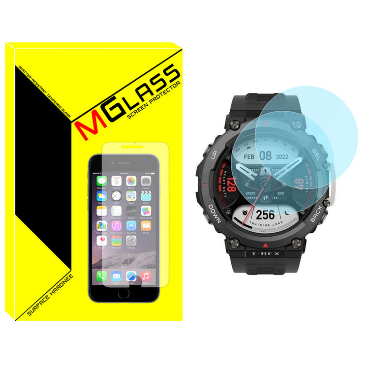 محافظ صفحه نمایش شیشهای امگلس مدل Glass-MG مناسب برای ساعت هوشمند امیزفیت T-Rex 2 بسته دو عددی
