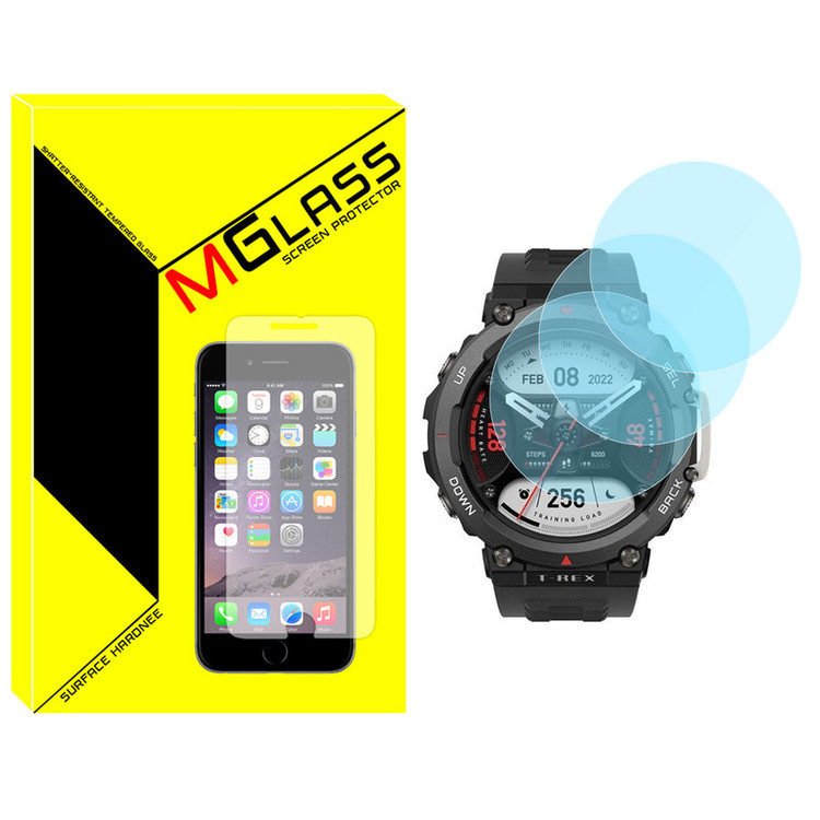 محافظ صفحه نمایش شیشهای امگلس مدل Glass-MG مناسب برای ساعت هوشمند امیزفیت T-Rex 2 بسته سه عددی
