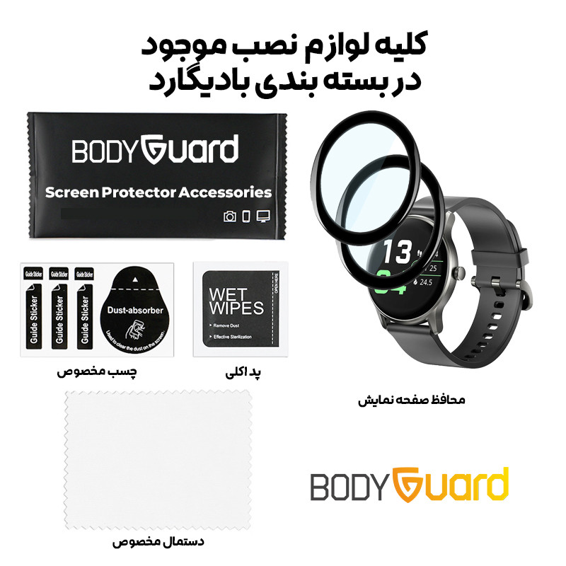 محافظ صفحه نمایش بادیگارد مدل PMMA مناسب برای ساعت هوشمند هایلو GS بسته 2 عددی