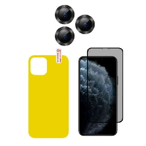 محافظ صفحه نمایش حریم شخصی نیلکین مدل PSP مناسب برای گوشی موبایل اپل iPhone 13 pro max به همراه محافظ پشت گوشی و محافظ لنز دوربین