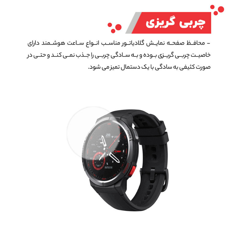 محافظ صفحه نمایش گلادیاتور مدل GWP2000 مناسب برای ساعت هوشمند شیائومی Mibro GS بسته دو عددی