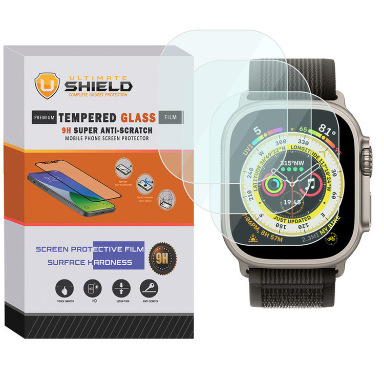 محافظ صفحه نمایش شیشهای آلتیمیت شیلد مدل SH-UL مناسب برای ساعت هوشمند X8 Ultra بسته سه عددی