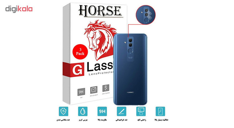 محافظ لنز دوربین هورس مدل UTF مناسب برای گوشی موبایل هوآوی Mate 20 lite بسته سه عددی