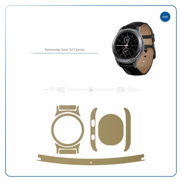 برچسب ماهوت طرح Matte-Gold مناسب برای ساعت هوشمند سامسونگ Galaxy Gear S2 Classic