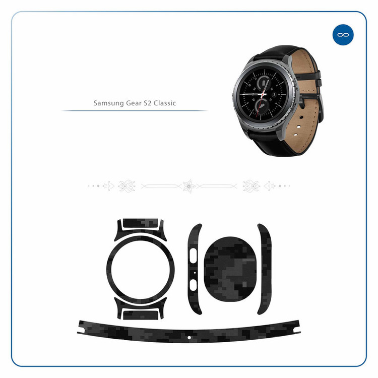 برچسب ماهوت طرح Night_Army_Pixel مناسب برای ساعت هوشمند سامسونگ Galaxy Gear S2 Classic
