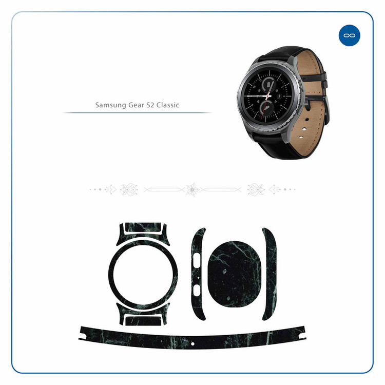 برچسب ماهوت طرح Graphite_Green_Marble مناسب برای ساعت هوشمند سامسونگ Galaxy Gear S2 Classic