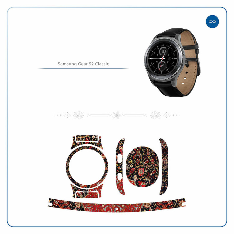 برچسب ماهوت طرح Persian_Carpet_Red مناسب برای ساعت هوشمند سامسونگ Galaxy Gear S2 Classic