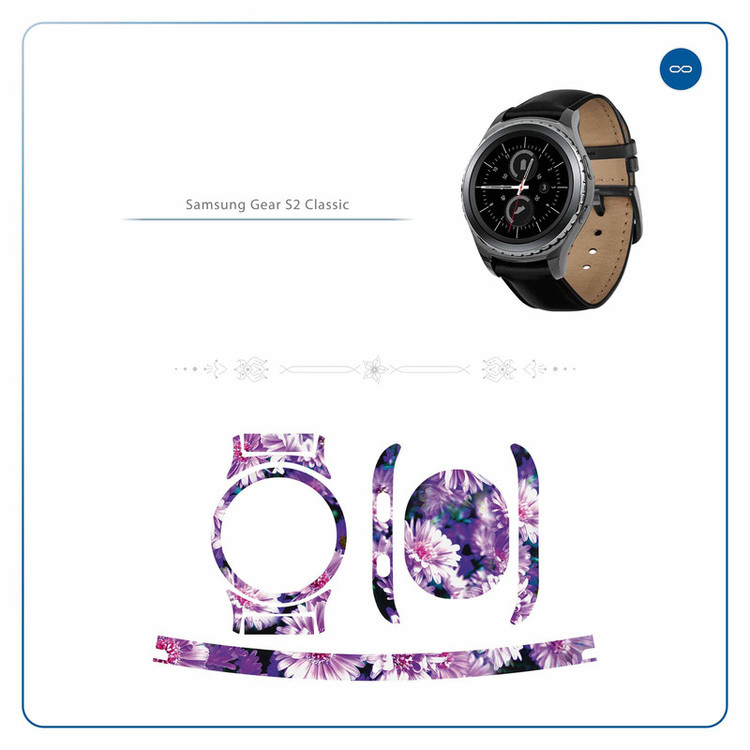 برچسب ماهوت طرح Purple_Flower مناسب برای ساعت هوشمند سامسونگ Galaxy Gear S2 Classic
