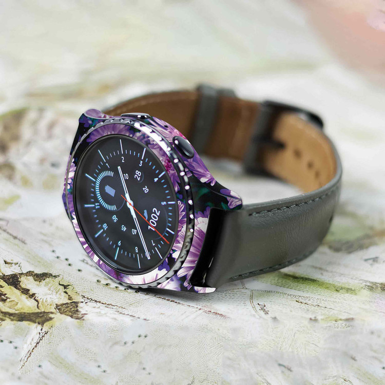 برچسب ماهوت طرح Purple_Flower مناسب برای ساعت هوشمند سامسونگ Galaxy Gear S2 Classic