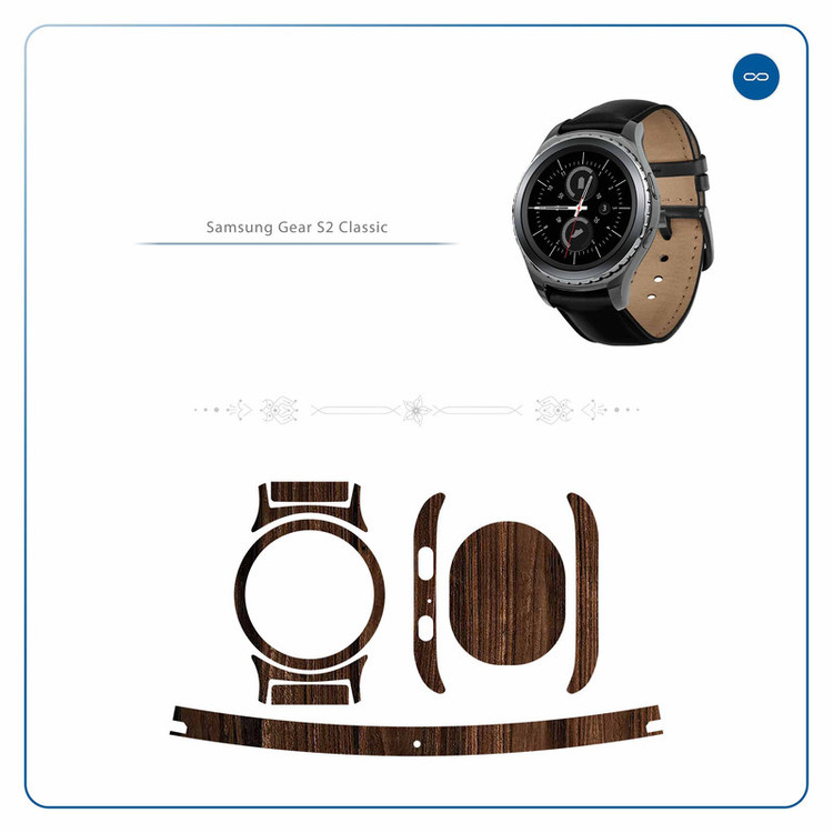 برچسب ماهوت طرح Dark_Walnut_Wood مناسب برای ساعت هوشمند سامسونگ Galaxy Gear S2 Classic