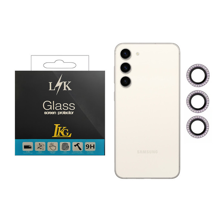 محافظ لنز دوربین ال کا جی مدل نگین دار مناسب برای گوشی موبایل سامسونگ Galaxy S23 5G