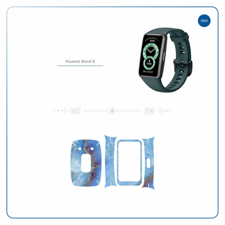 برچسب ماهوت طرح Blue-Ocean-Marble مناسب برای ساعت هوشمند هوآوی band 6
