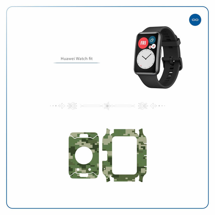 برچسب ماهوت طرح Army-Green-Pixel مناسب برای ساعت هوشمند هوآوی Watch Fit