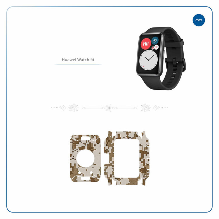 برچسب ماهوت طرح Army-Desert-Pixel مناسب برای ساعت هوشمند هوآوی Watch Fit