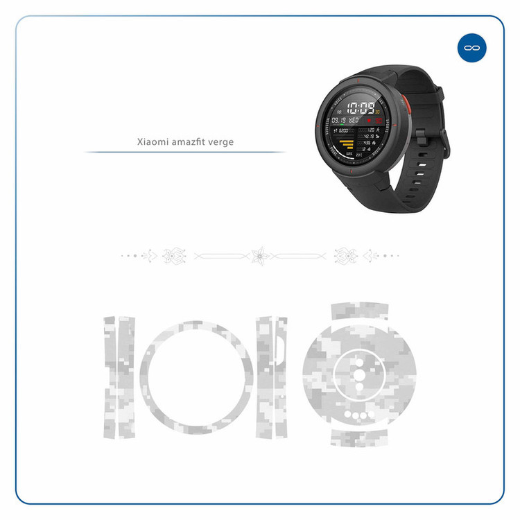 برچسب ماهوت طرح Army-Winter-Pixel مناسب برای ساعت هوشمند شیائومی Amazfit Verge
