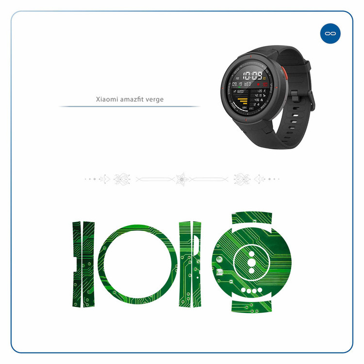 برچسب ماهوت طرح Green-Printed-Circuit-Board مناسب برای ساعت هوشمند شیائومی Amazfit Verge