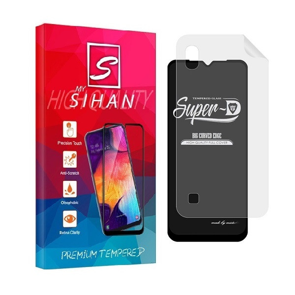 محافظ صفحه نمایش مای سیحان مدل 2SN-Glass مناسب برای گوشی موبایل سامسونگ Galaxy A10 به همراه محافظ پشت گوشی
