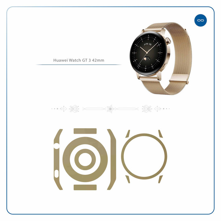 برچسب ماهوت طرح Matte-Gold مناسب برای ساعت هوشمند هوآوی Watch GT 3 42mm