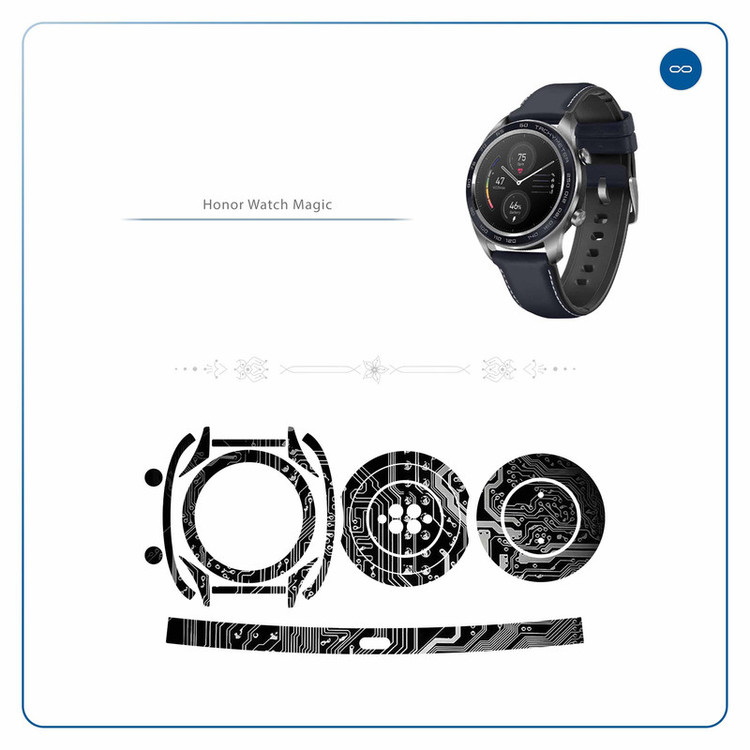برچسب ماهوت طرح Black-Printed-Circuit-Board مناسب برای ساعت هوشمند آنر watch magic