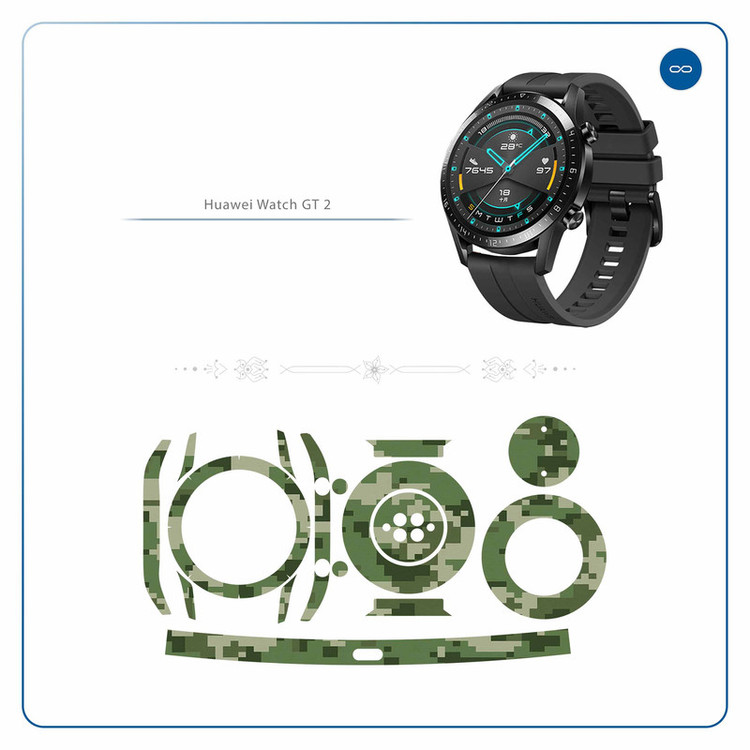 برچسب ماهوت طرح Army-Green-Pixel مناسب برای ساعت هوشمند هوآوی Watch GT2