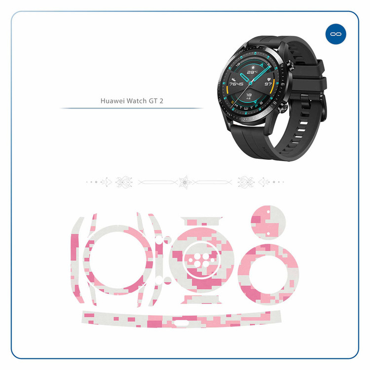 برچسب ماهوت طرح Army-Pink-pixel مناسب برای ساعت هوشمند هوآوی Watch GT2