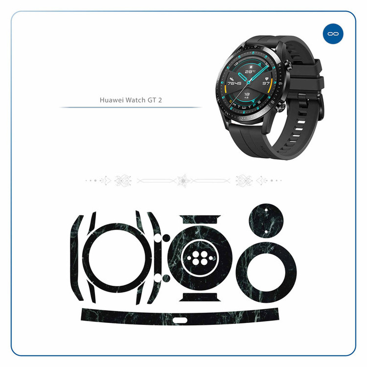برچسب ماهوت طرح Graphite-Green-Marble مناسب برای ساعت هوشمند هوآوی Watch GT2
