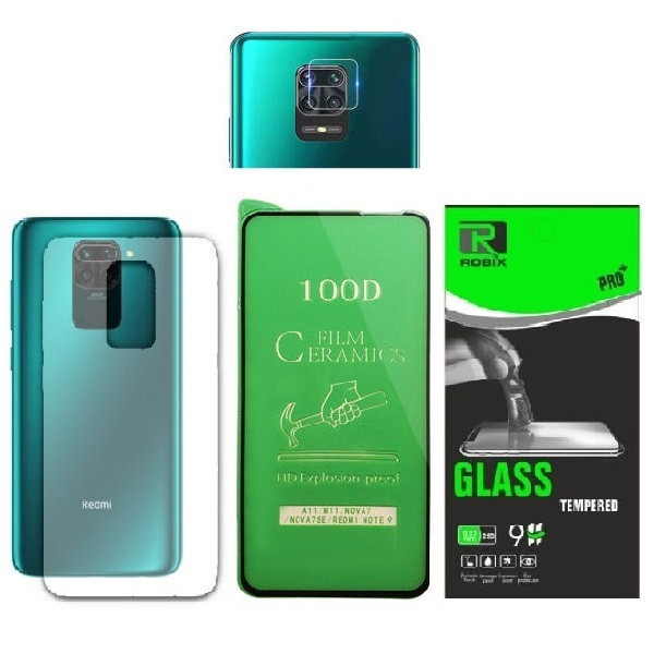 محافظ صفحه نمایش روبیکس مدل CR-Note9 مناسب برای گوشی موبایل شیائومی Redmi Note 9 به همراه محافظ لنز دوربین و محافظ پشت گوشی