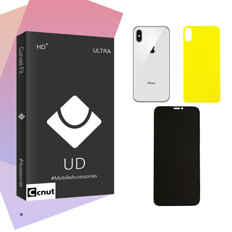 محافظ صفحه نمایش حریم شخصی کوکونات مدل UDB مناسب برای گوشی موبایل اپل iPhone X به همراه محافظ پشت گوشی