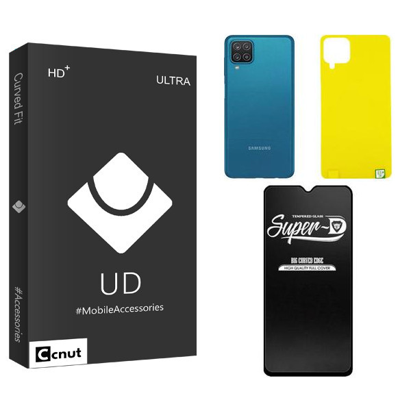 محافظ صفحه نمایش شیشه ای کوکونات مدل UDB Super-D مناسب برای گوشی موبایل سامسونگ GALAXY A12 به همراه محافظ پشت گوشی