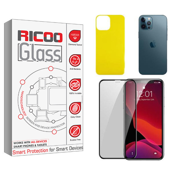 محافظ صفحه نمایش سرامیکی ریکو مدل Ricoo مناسب برای گوشی موبایل اپل iPhone 12 Pro Max به همراه محافظ پشت گوشی