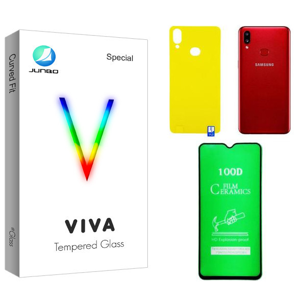 محافظ صفحه نمایش سرامیکی جانبو مدل Viva مناسب برای گوشی موبایل سامسونگ Galaxy A10s به همراه محافظ پشت گوشی