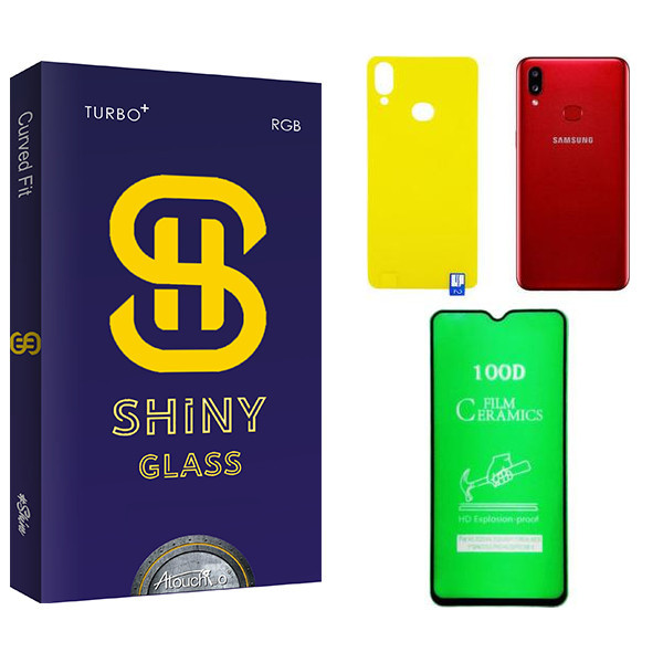 محافظ صفحه نمایش سرامیکی آتوچبو مدل Shiny مناسب برای گوشی موبایل سامسونگ Galaxy A10s به همراه محافظ پشت گوشی