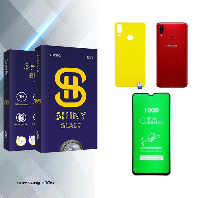 محافظ صفحه نمایش سرامیکی آتوچبو مدل Shiny مناسب برای گوشی موبایل سامسونگ Galaxy A10s به همراه محافظ پشت گوشی