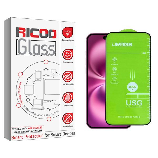 محافظ صفحه نمایش ریکو مدل RiC2newpkg Umbos مناسب برای گوشی موبایل اپل iPhone 16 Pro Max