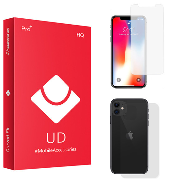 محافظ صفحه نمایش یو دی مدل HQ مناسب برای گوشی موبایل اپل iphone 12 به همراه محافظ پشت گوشی