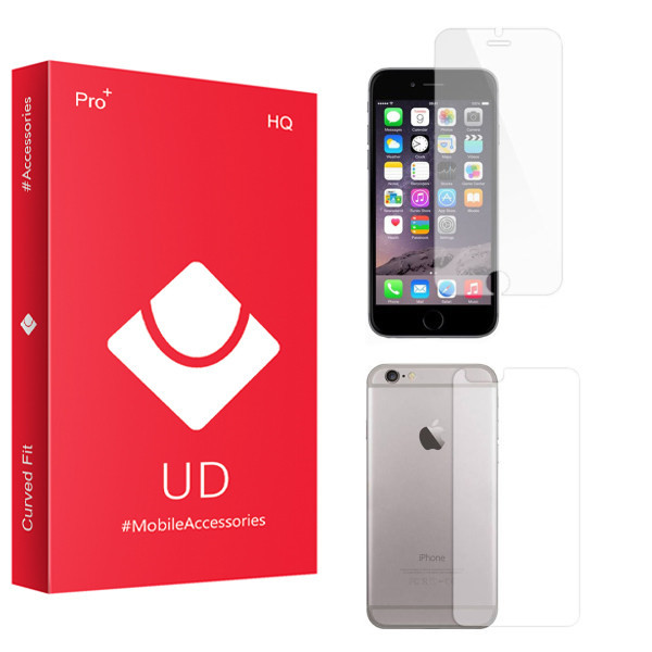 محافظ صفحه نمایش یو دی مدل HQ مناسب برای گوشی موبایل اپل iphone 6 به همراه محافظ پشت گوشی