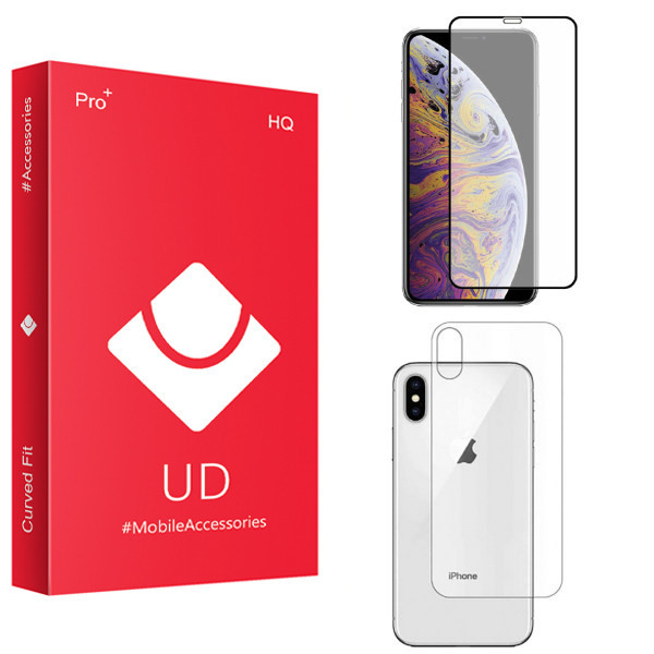 محافظ صفحه نمایش یو دی مدل HQ مناسب برای گوشی موبایل اپل Iphone x به همراه محافظ پشت گوشی